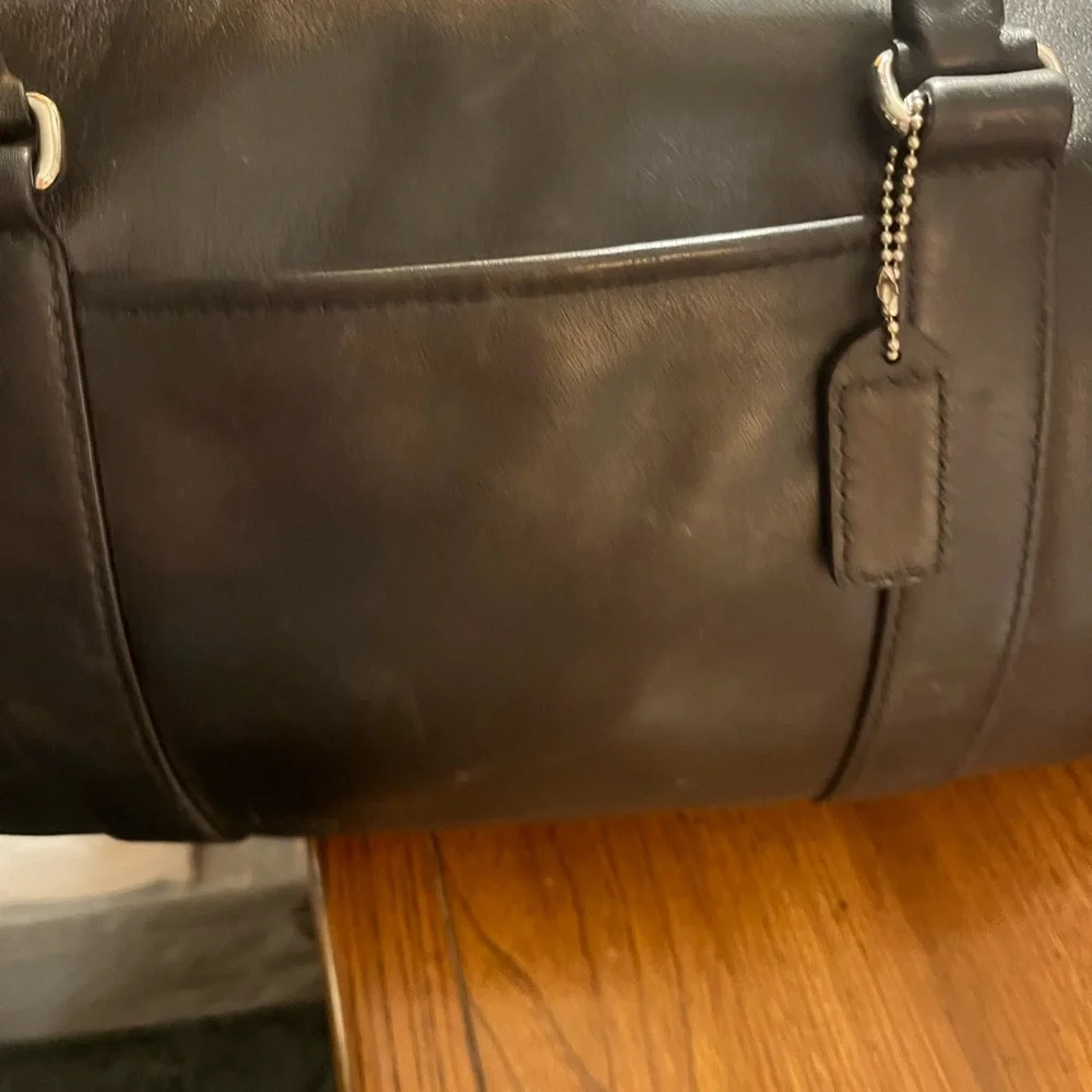 Coach Weekender Travel Bag Black Leather - Picture 8 of 11